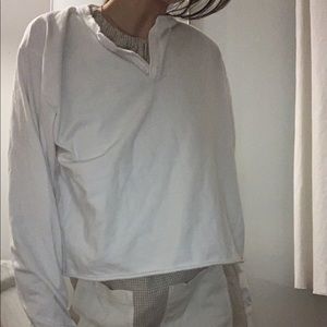 White Long Sleeve Button Tee